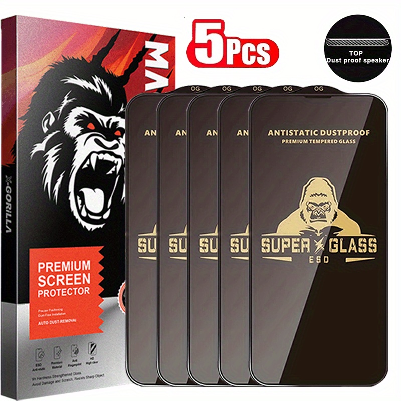 TEMU 5 protections d'écran en verre trempé pour téléphones Apple, film protecteur d'écran mobile 9H Ultra HD, protection d'écran , 5 pièces pour