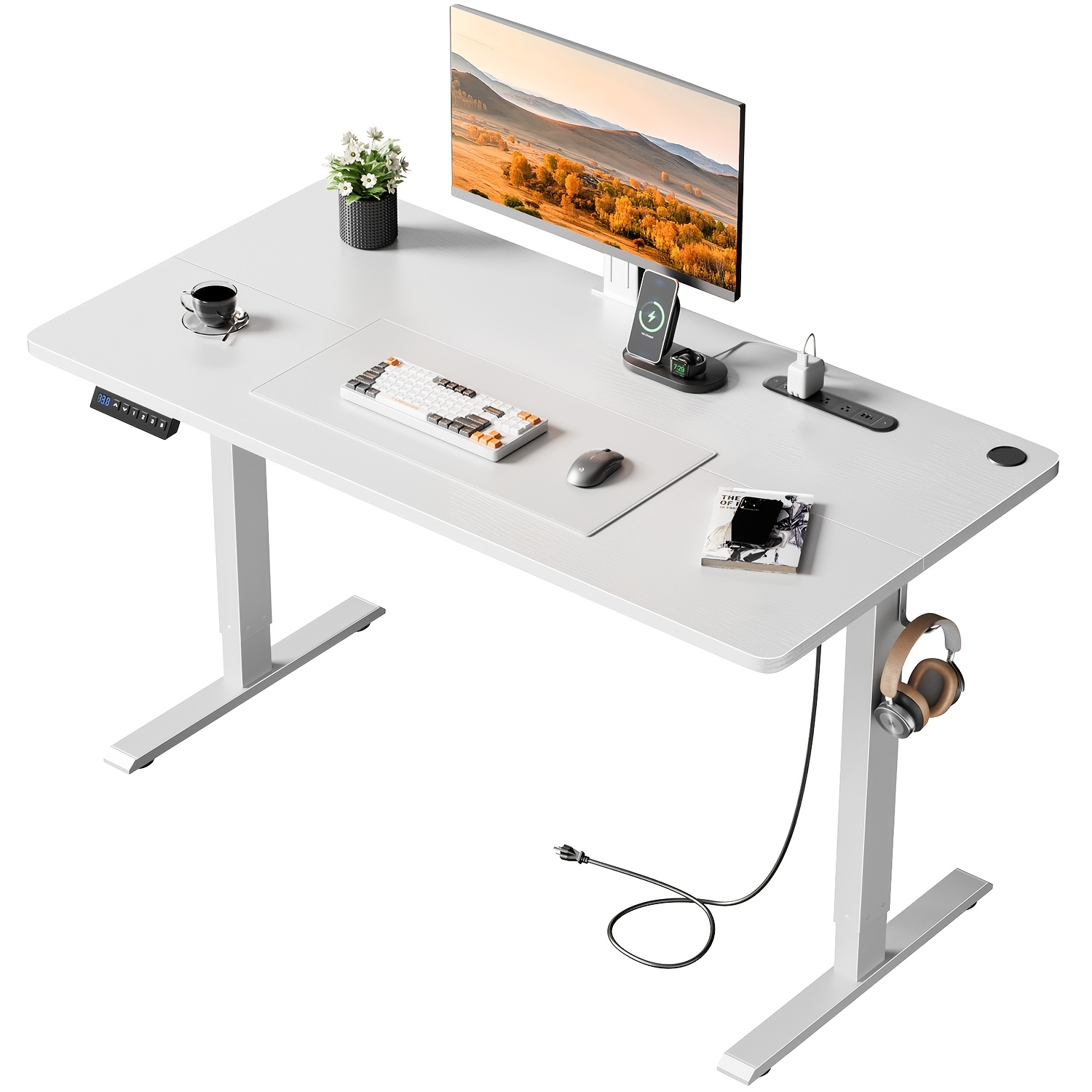 adjustable standing desk with desktop socket and usb port ergonomic electric sit stand computer desk height adjustable office study bedroom   Product details 9