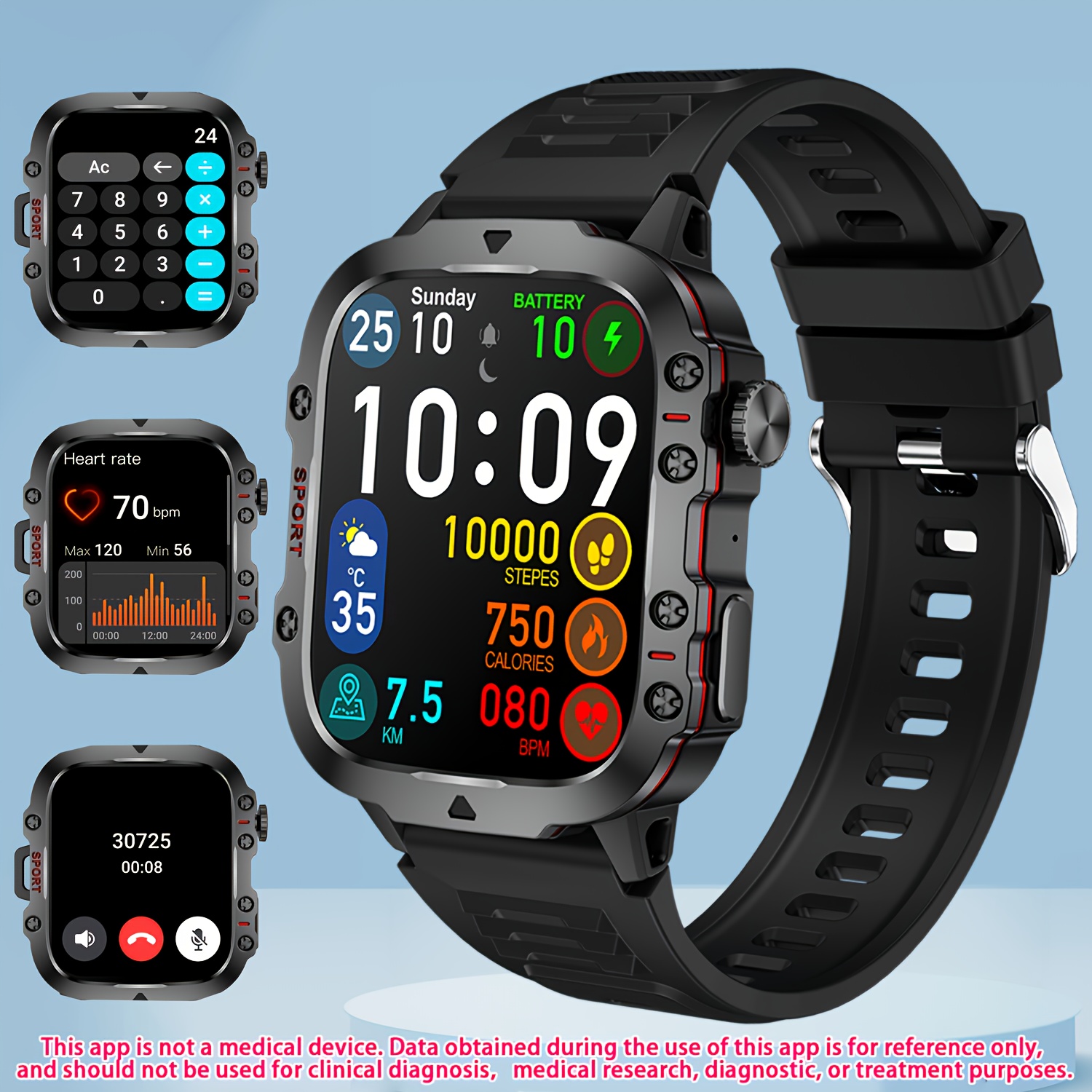 smart watch for men women answer make calls 1 96 inch rugged smartwatch for iphone and android ip68 waterproof fitness tracker watch with sos 100 sport modes 420mah battery