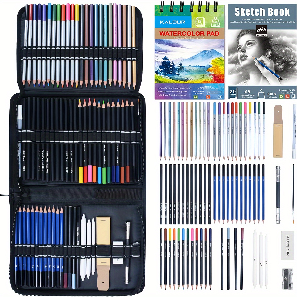 

Aipende Drawing Set, 76pcs Sketching Kit Watercolor Pad, , , , Pencils, Art Supplies For Adults, Wooden, No