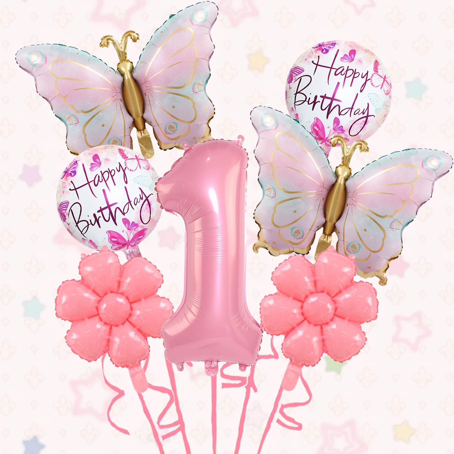 7pcs Daisy Round Pink Number 1~9 Balloon Set Suitable For Daisy Theme, Indoor And Outdoor, Birthday Party, Gathering, Decoration Arrangement, Decoration Shower, Supplies, For Halloween, Christmas