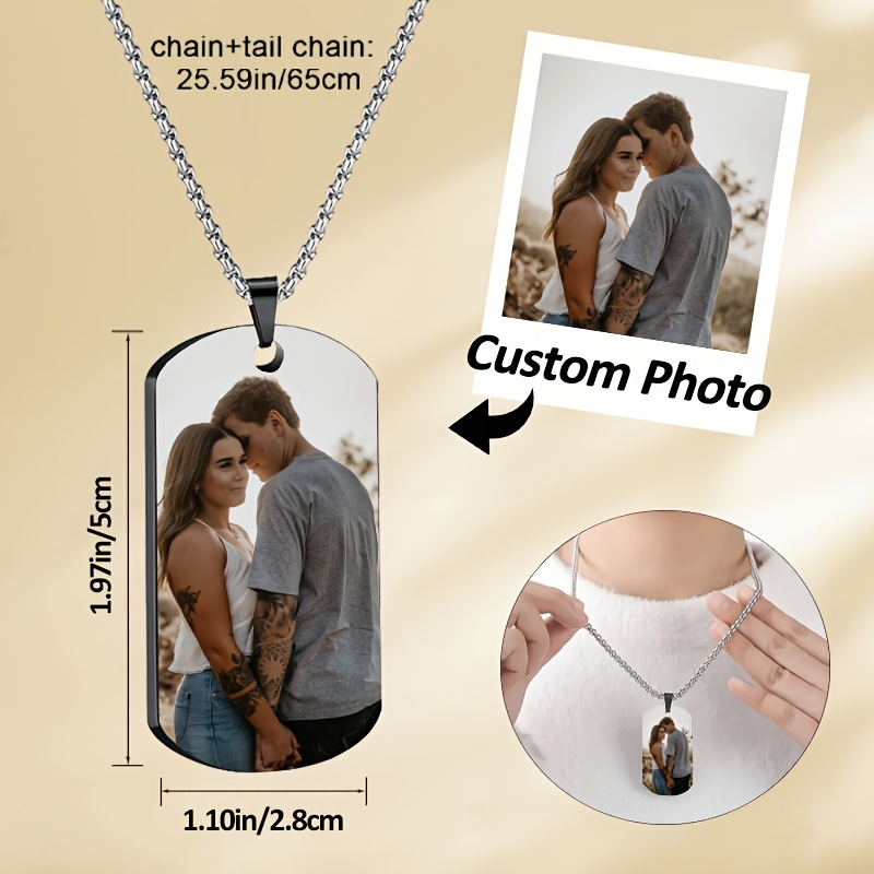 Customized Photo Laser Engraved Pendant Necklace