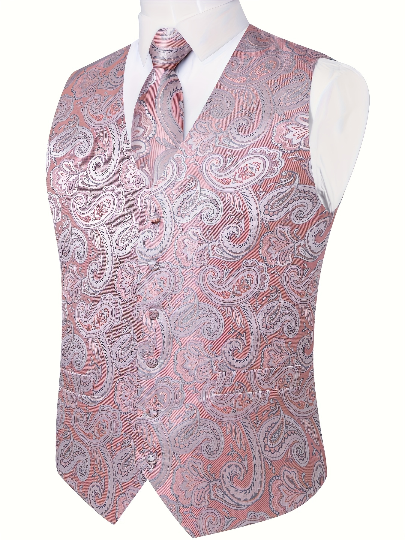 elegant paisley pattern dress waistcoat mens retro single breasted v neck smart suit vest for dinner wedding banquet