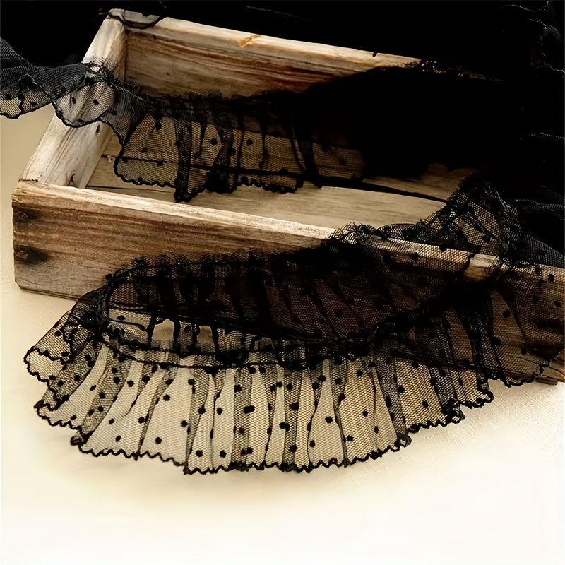 TEMU 1 Yard de Garniture à Volants en Dentelle Blanche, Fil de Plissée Ondulée, Dentelle 3D, pour Robes, Accessoires de Cheveux, Sacs et Décoration