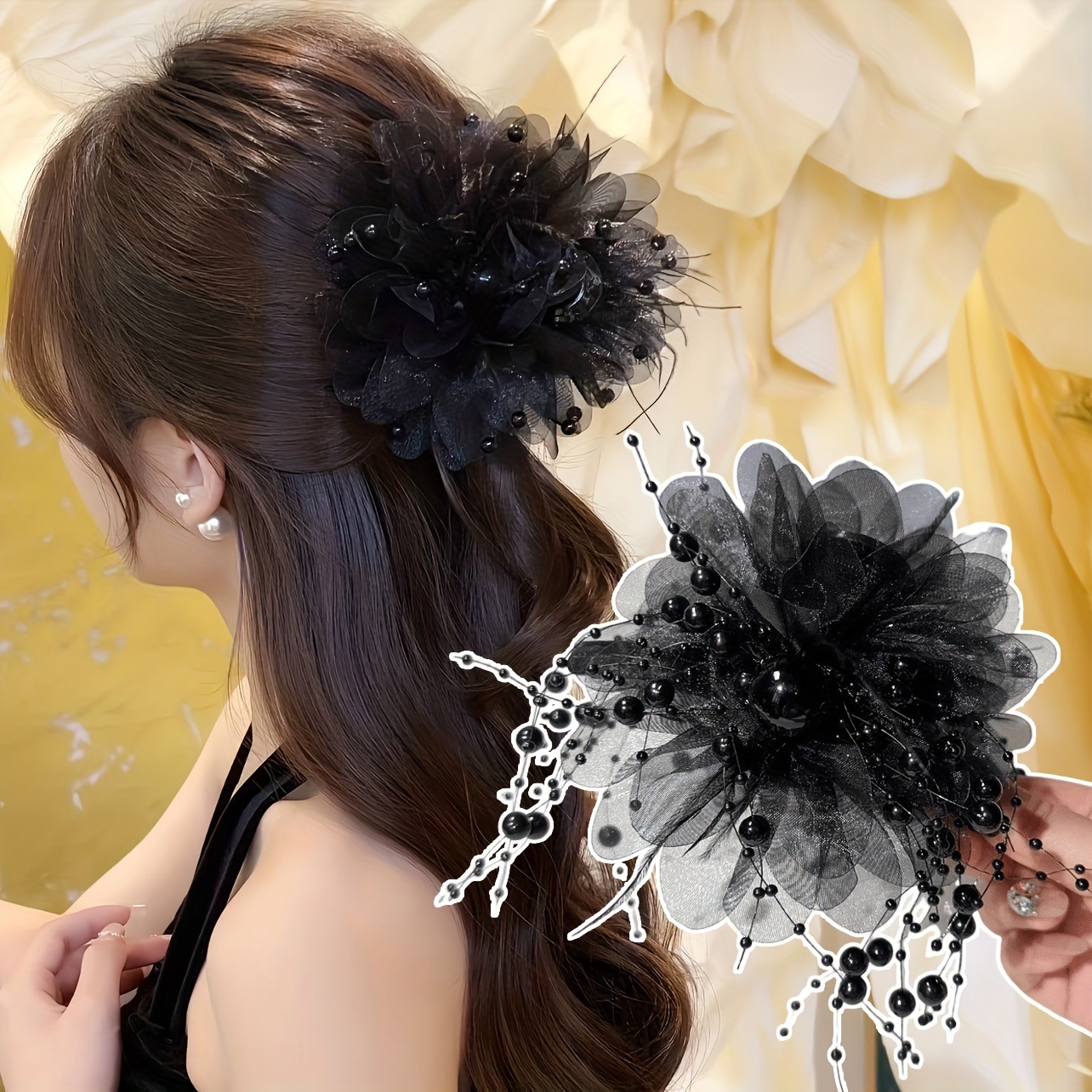 

Elegant Large Feather Hair Claw With Sweet - Perfect Valentine's Gift For Her