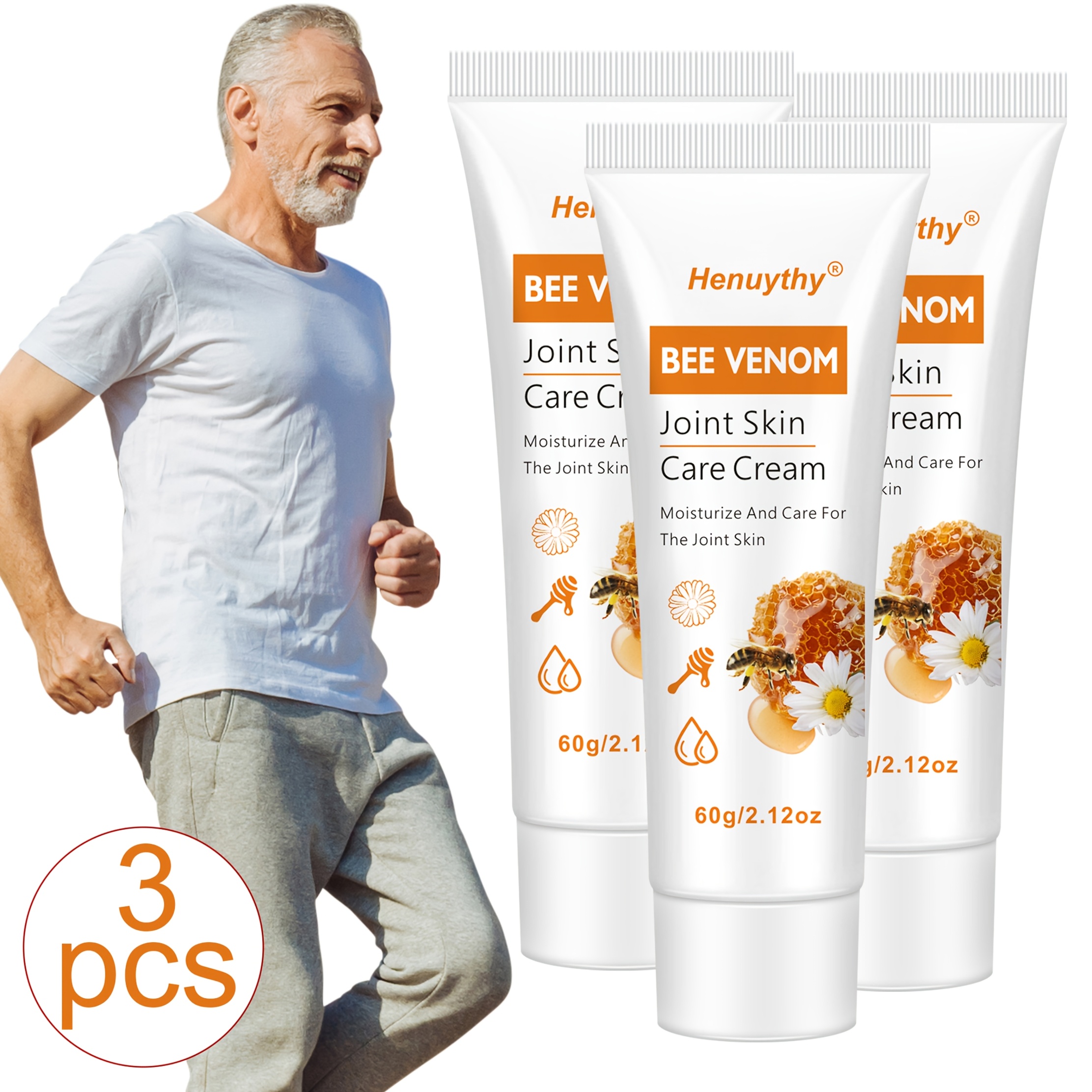 3pcs Bee Venom Joint Skin Care Cream, Moisturiz Joint Skin, Mild, Suitable For Joint Skin Care, Joint Skin Moisturiz Care For Seniors And Athletes Cream, Types