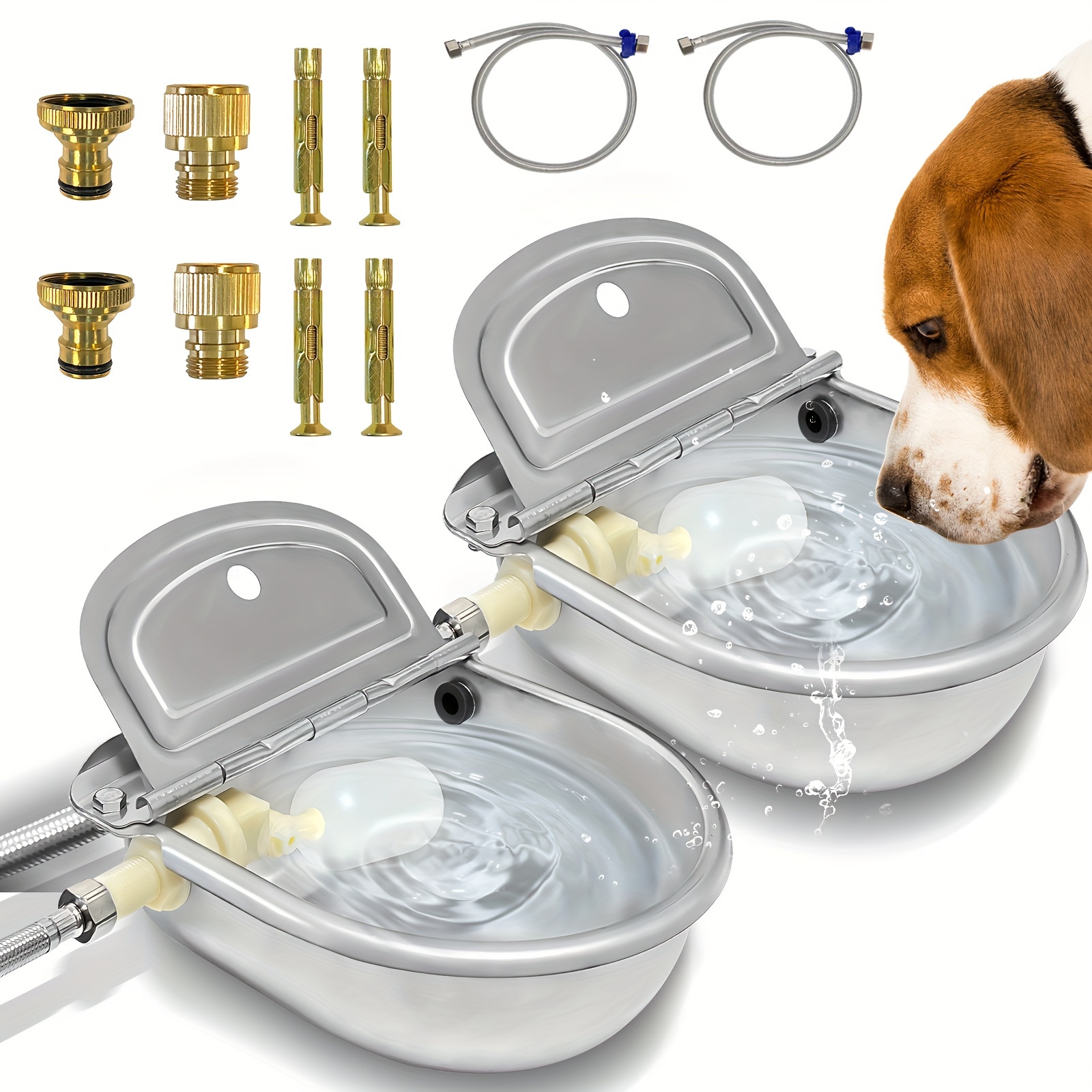 

2 Drinking Trough Bowl Feeder Waterer Kit For Dog Countersunk Bolt