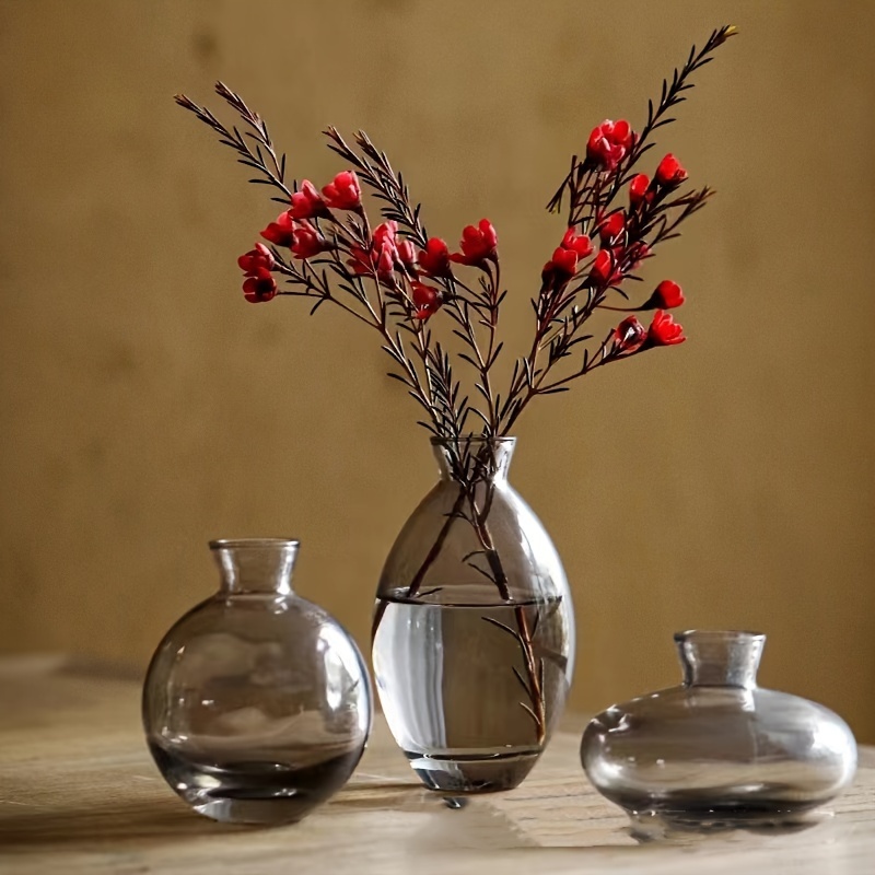 

[three-piece Set] Light Luxury Mini Vase Set Handicrafts Decoration Table Transparent Flowers Living Room Decoration