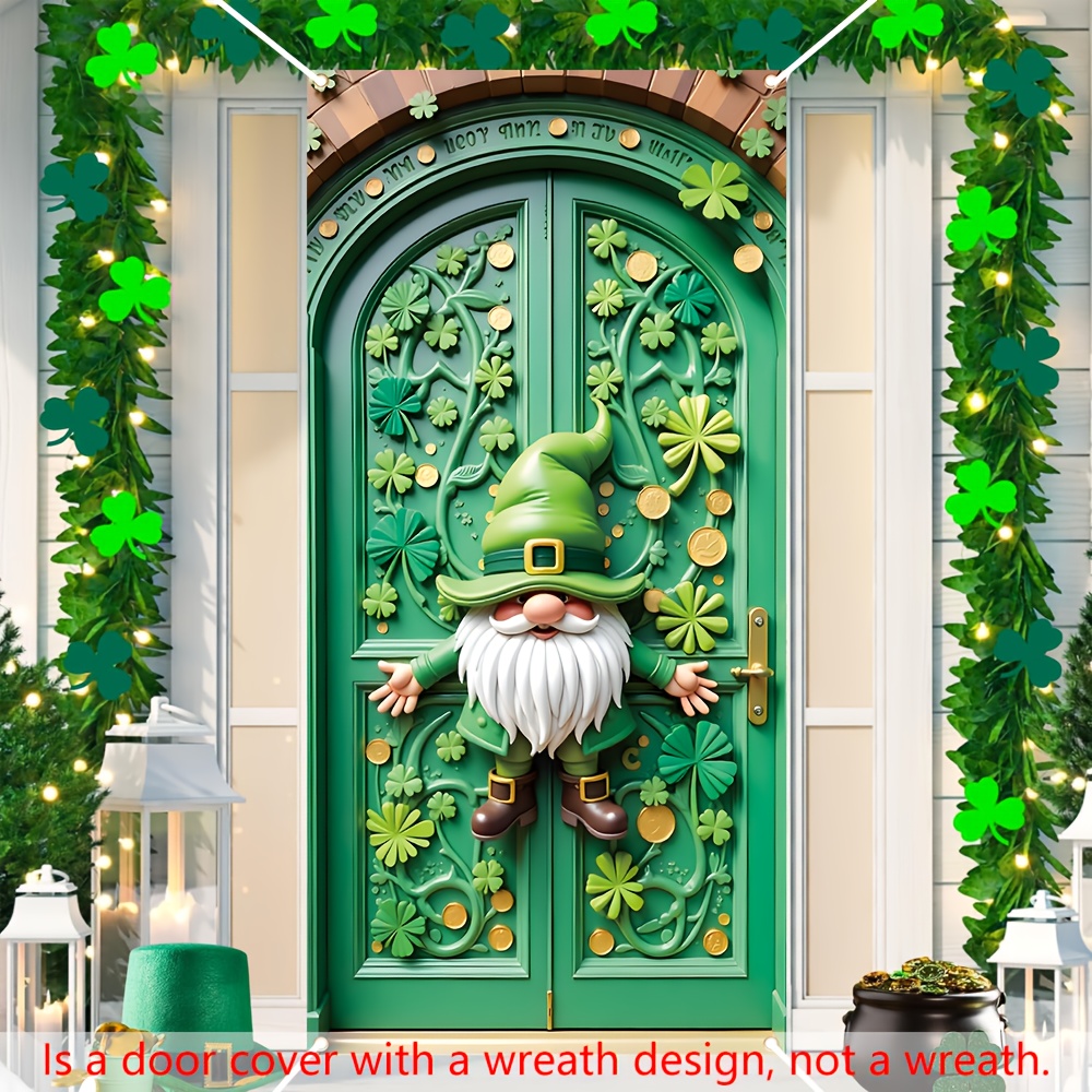 

1pc, 's Day Gnome Door Cover, 35.4x59 Inches, Festive Irish Polyester Decorative Flag, Indoor & Outdoor Multipurpose Use, No Electricity Needed