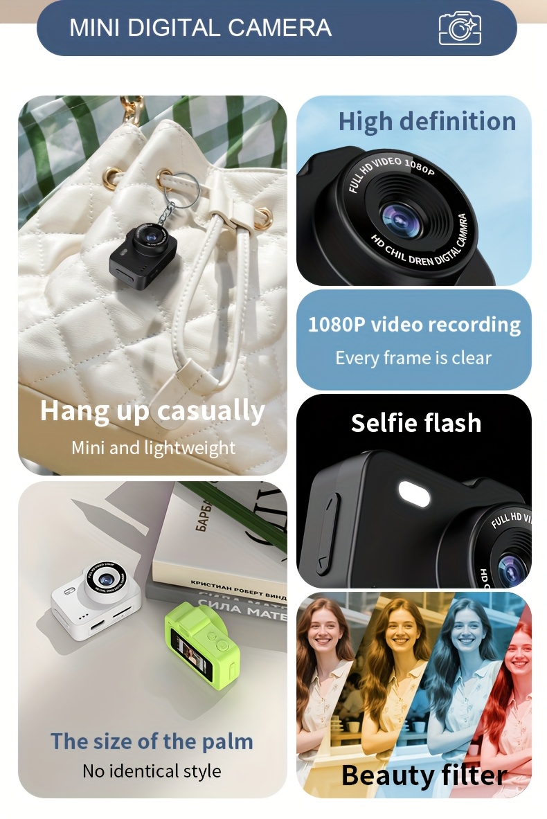 tastyti mini camera, mini telecamera indossabile con inserimento di scheda - video hd 1080p, ips da , luce di riempimento a led, 17.5g per vlog, , micro camara e compatta portatile video recorder per studio registrazione, registrazione della vita quotidiana Dettagli dell'articolo 1