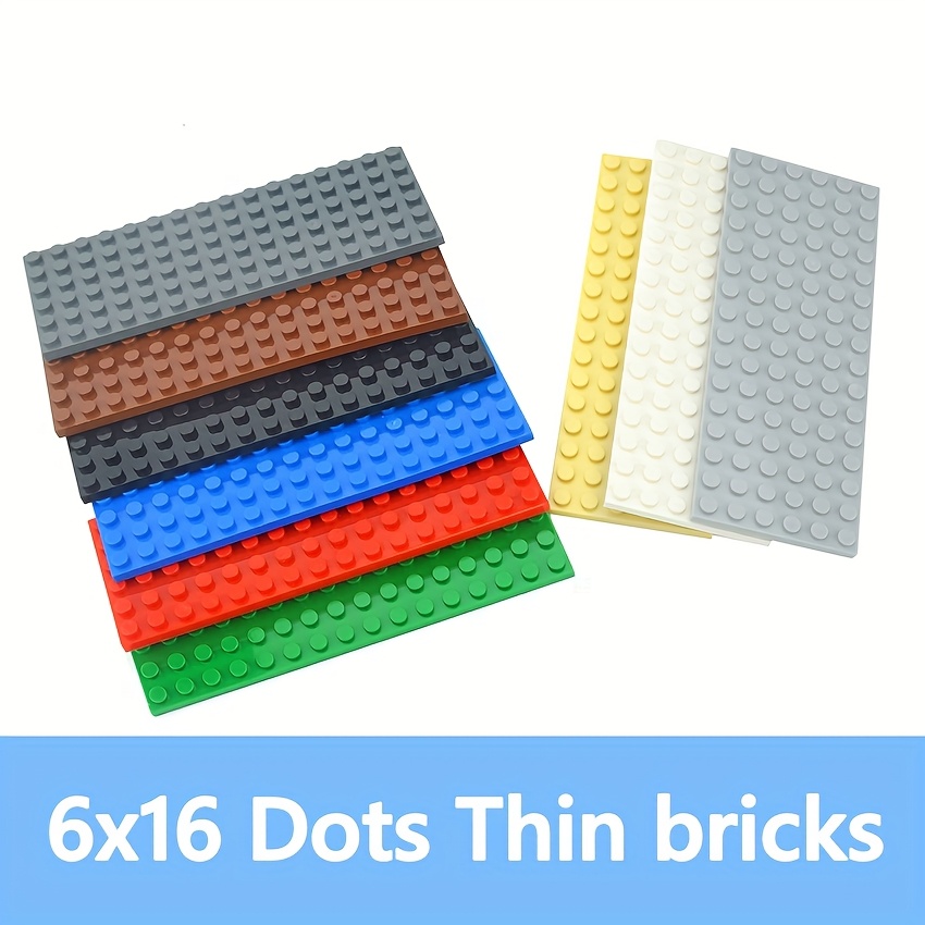 6pcs Thin Bricks 6x16 Building Blocks 3028 Red Yellow