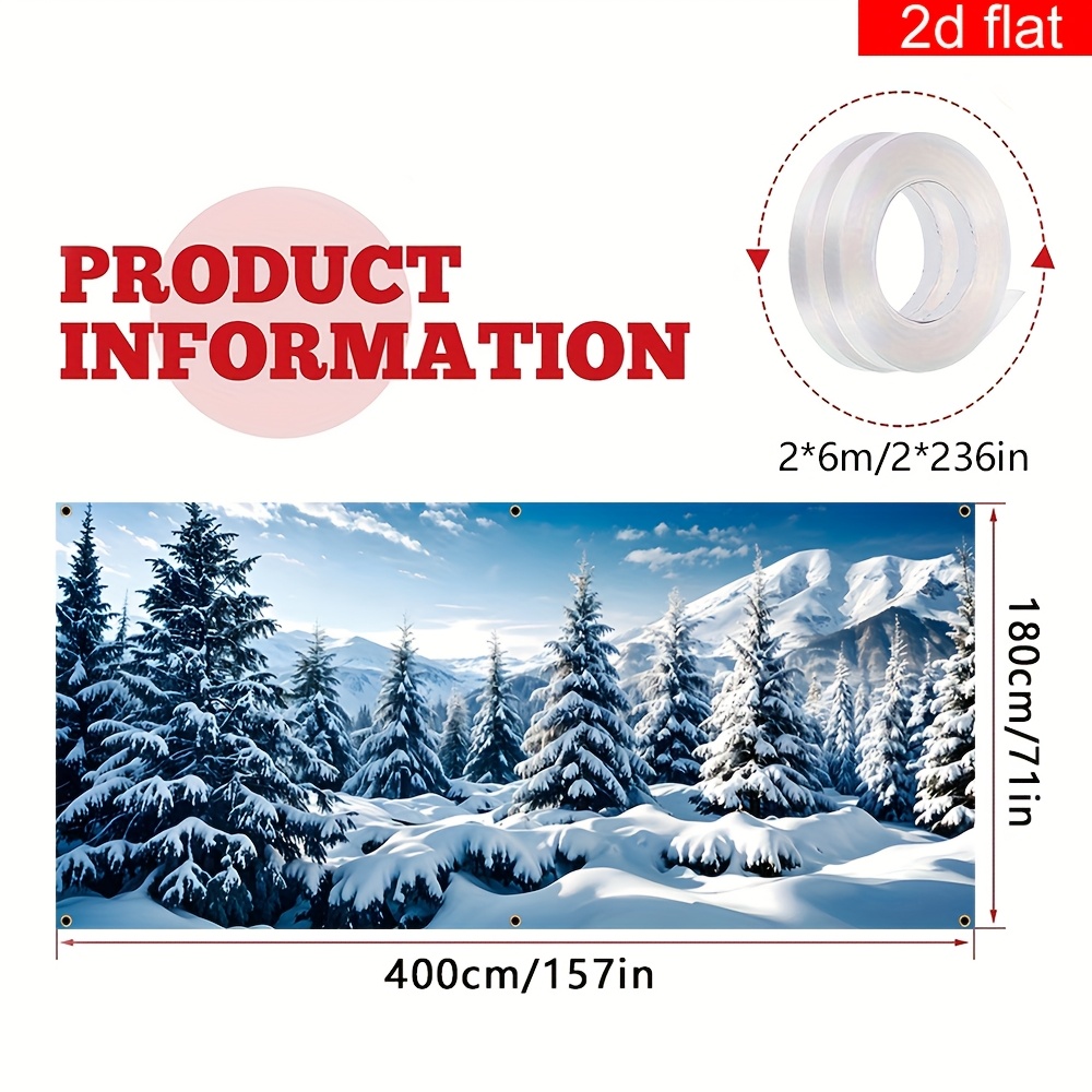 TEMU 2d Flat, 2d Flat - 2d Door Banner 2d Flat, 2d Flat - 2d Door Banner 2d Flat Banner, 1pc Christmas Garage Door Banner, Polyester, Bright And