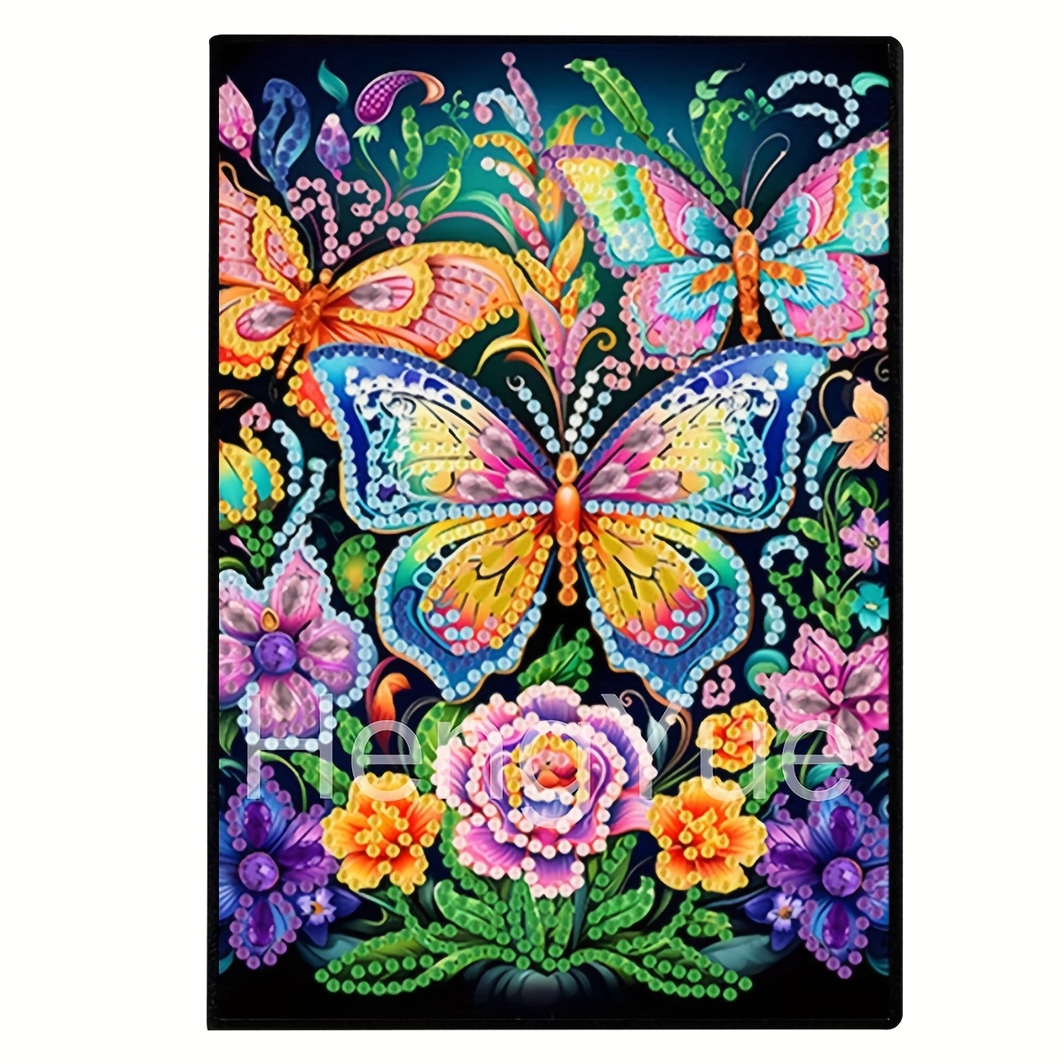TEMU 1 stuks, Diamond Painting Notebook Set, Fantasy Vlinder Cover, Lederen Dagboek, Ronde En Irregulaire Vormen, Insecten Thema, Strass Steentjes PU