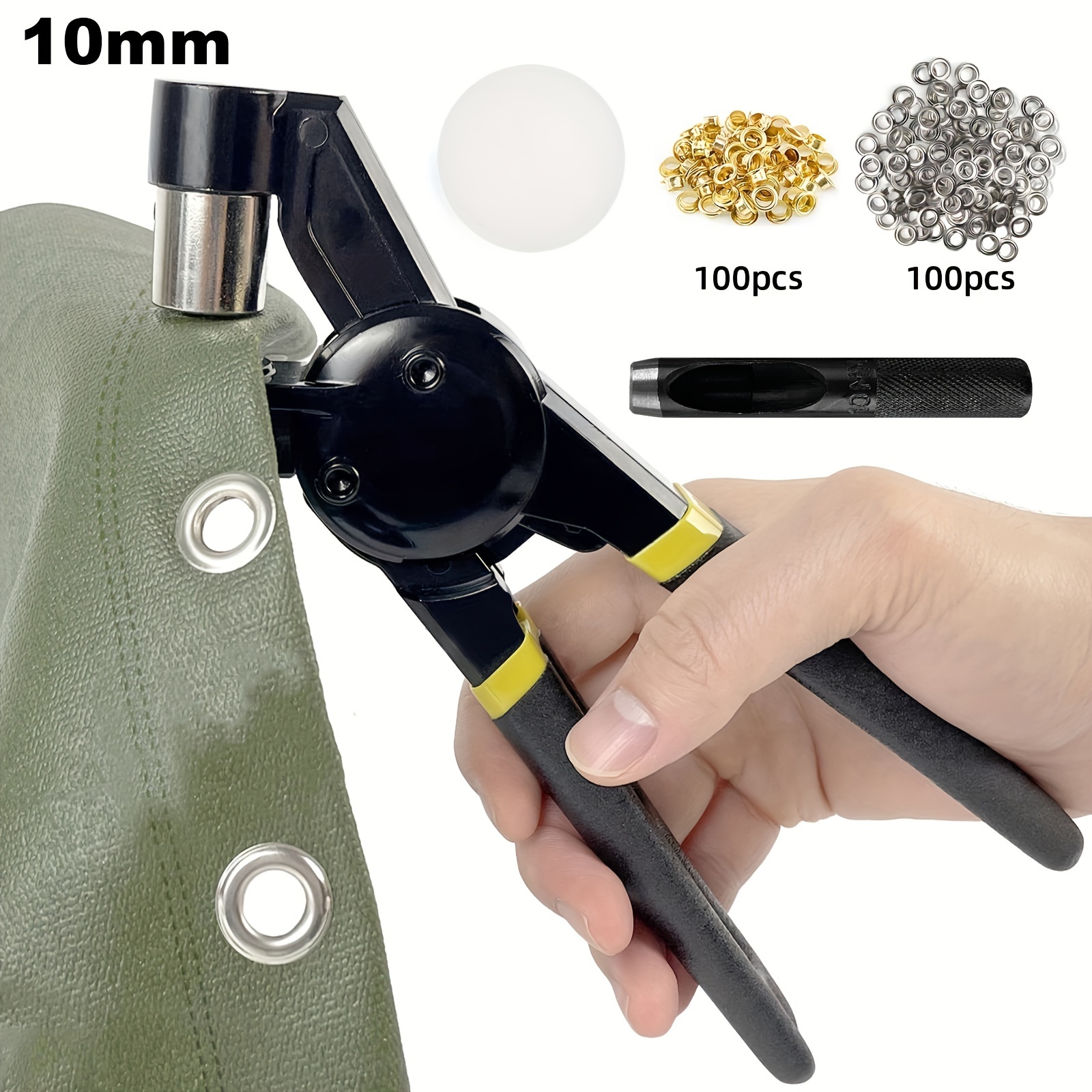 100pcs Fabric Eyelet Kit, 12mm Metal Eyelet Tool Kit for Canvas Tarp Tent  Sewing Repair