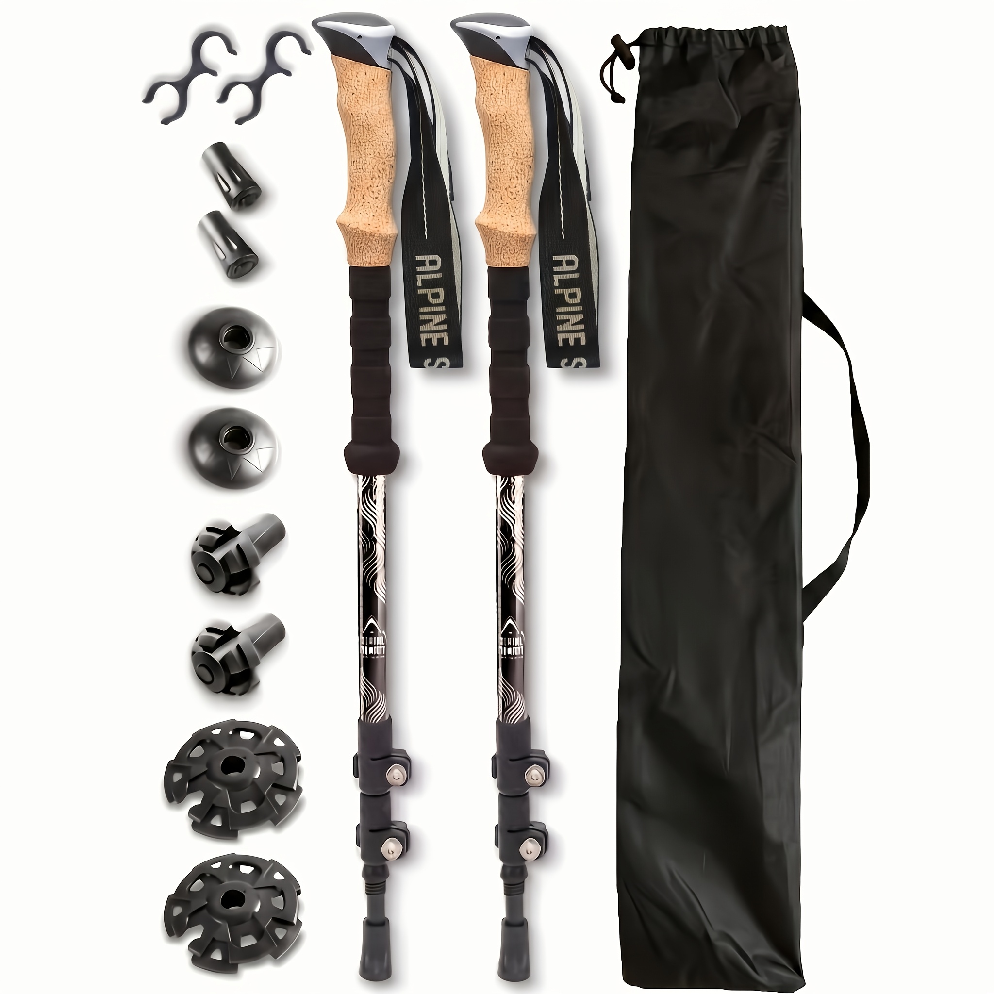 1 Set 7075 Aluminum Alloy Outer Lock Trekking Poles With Multi-styles Additions - Silvery
