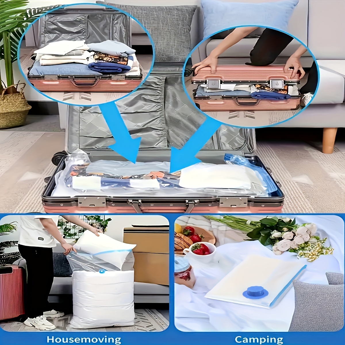 

7pcs Set -use - -saving For Clothes, Pillows, Blankets & Bedding - Portable Organizer, No Needed, For