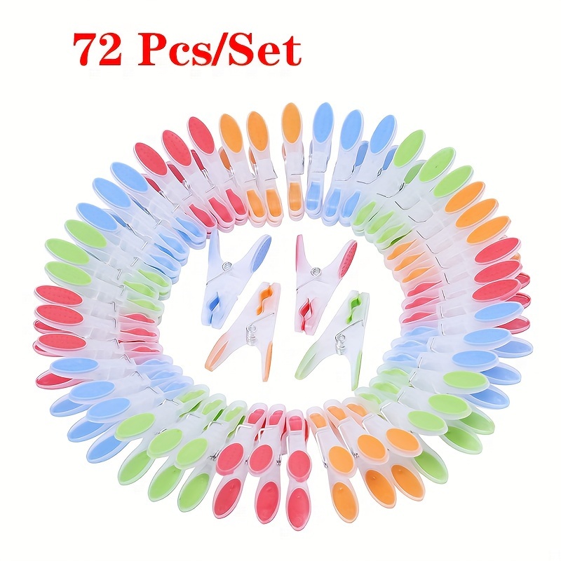 

72 Pcs/set 6 Plastic Clothes Drying , Clothespins, Ergonomic , For Washing Racks