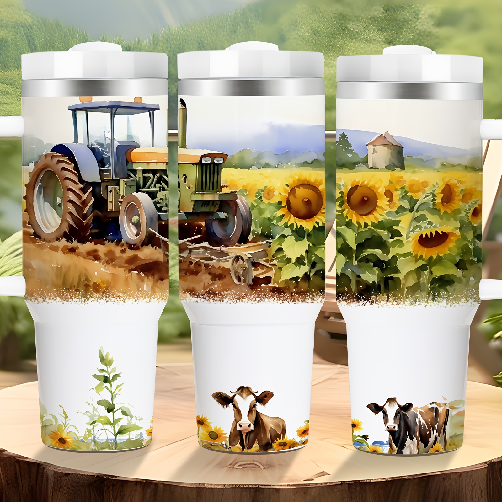 

1pc 40oz And Lid, Tractorv, , Reusable Steel Insulated Mug Cup, Halloween And Christmas For