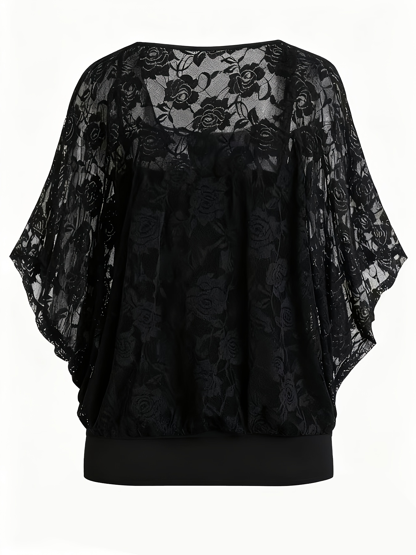 plus size plus size plus size womens 2 in 1 floral lace trim sleeveless blouse and vest top