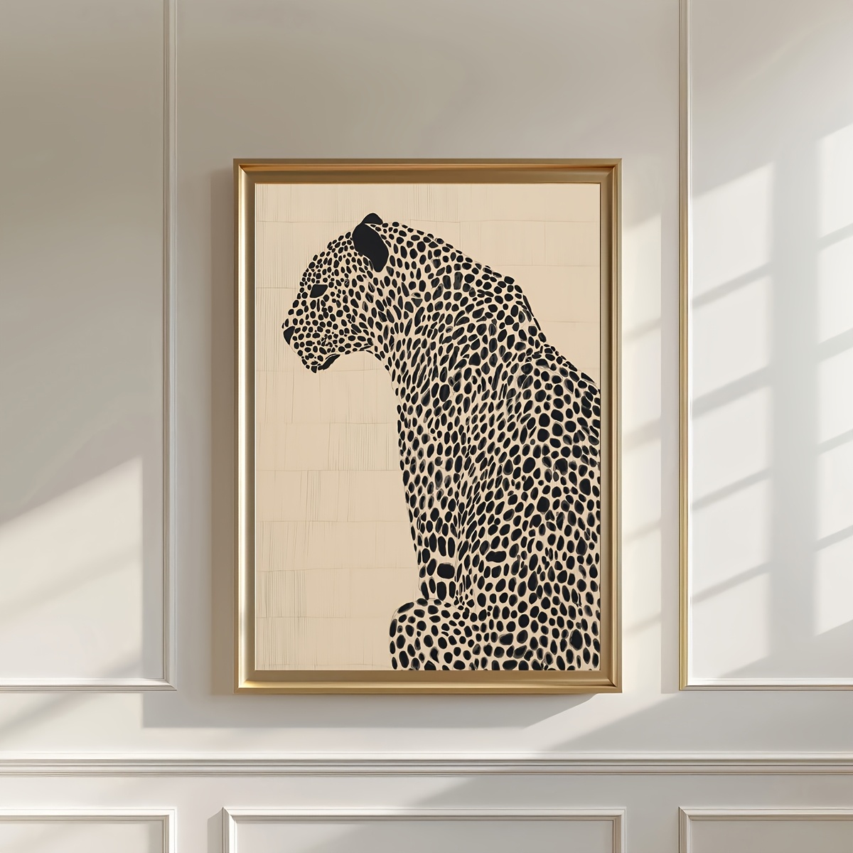TEMU 2d Flat, 1pc Frameless Minimalist Leopard - Modern Neutral Tones Suitable For Living Room, Bedroom, Kitchen, Bathroom Decor - Reusable Canvas