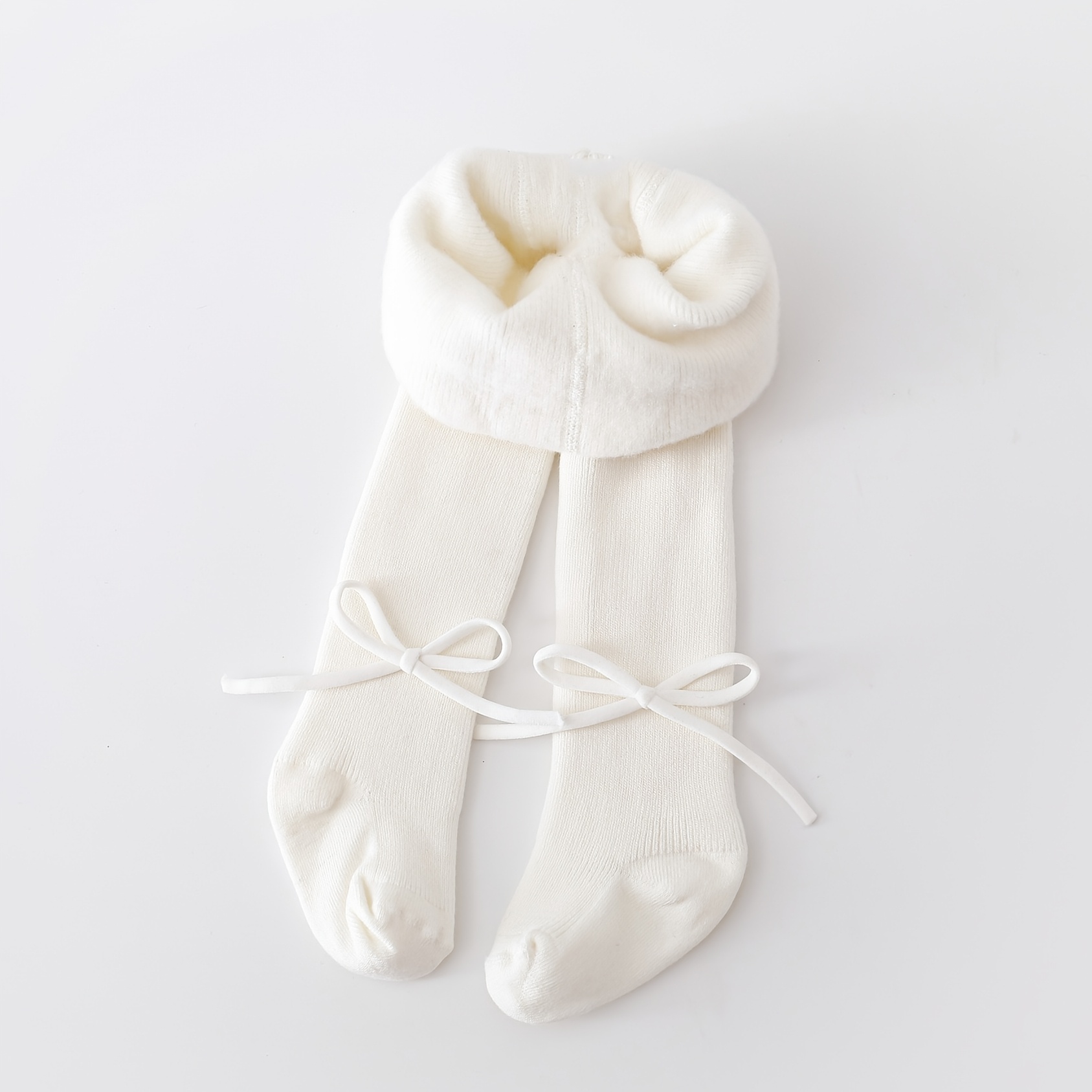 Image of 1pc Children's Leggings Thin Plush Bow Autumn Winter Pants Socks Infant Warm Toe-length Girls Bodysuit Socks, Christmas Gift Ideas