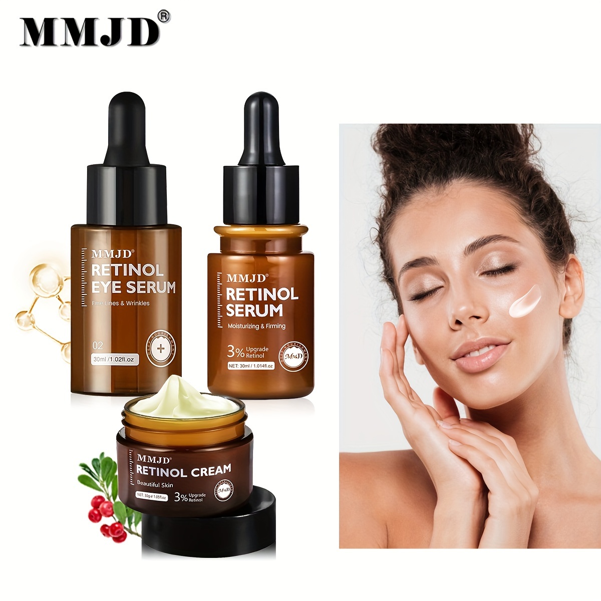 1 Ensemble Crème Visage Rétinol, Sérum Visage Rétinol, Sérum Yeux Rétinol, Coffret Soins Quotidiens Rétinol Cadeaux Avec Squalane Végétal Cadeau Fête des Pères 1