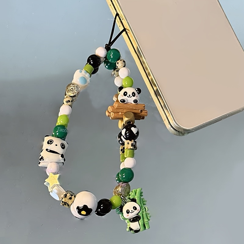 

Chinese Style Cartoon Panda Beaded Mobile Phone Chain Cute Bag Pendant Gift Panda Gift Hanging Ornament