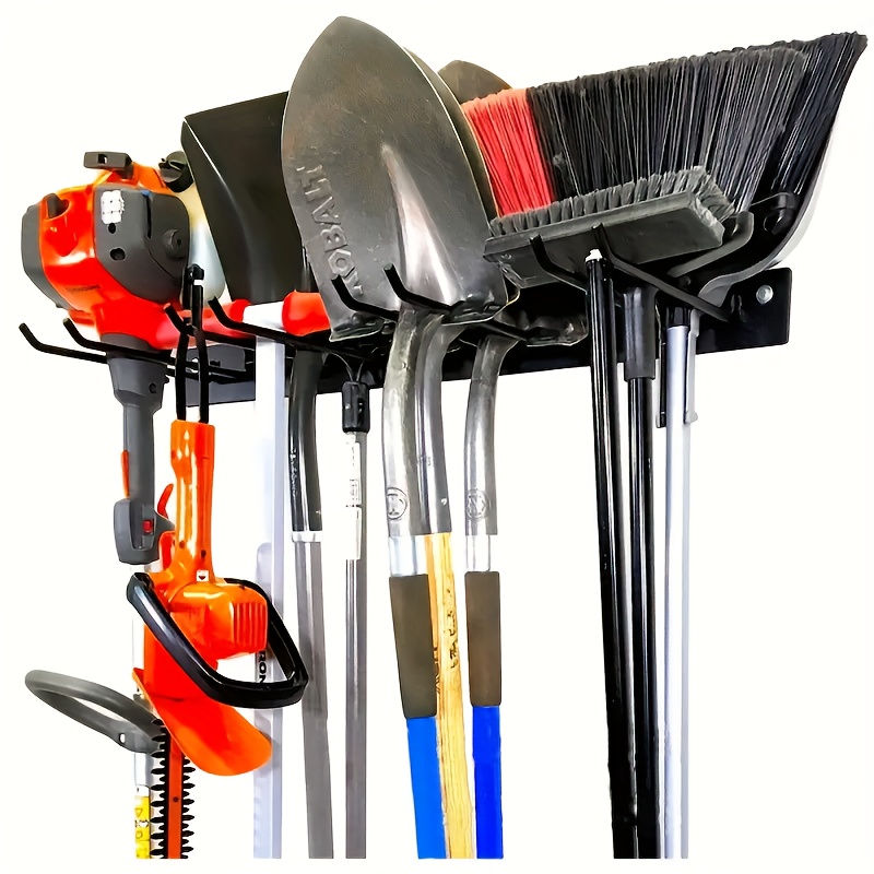 TEMU Heavy- -mounted Tool Organizer - Powder-coated Storage Rack For Shovels, Rakes, Brooms & Hoses - 1pc