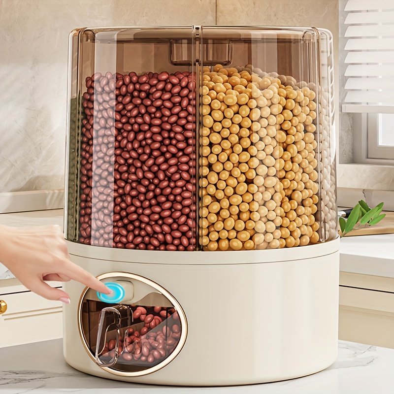 1pc large capacity plastic grain storage container rotary loading rice dispenser with insect and moisture multi functional kitchen organizer for cereal and kitchen storage solution sleek storage design insectproof storage details 0