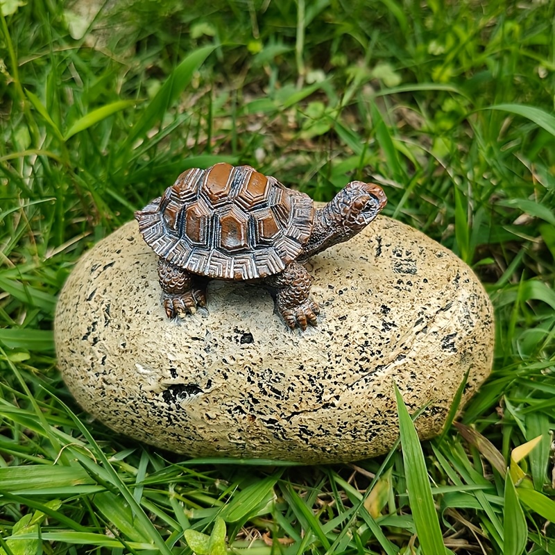 Image of A Resin Stone Turtle Item Storage Ornament Sculpture. Is A Hidden Item Storage Space At . .6-inch Stone Turtle Decoration Is For Daily And Festival Gift-.
