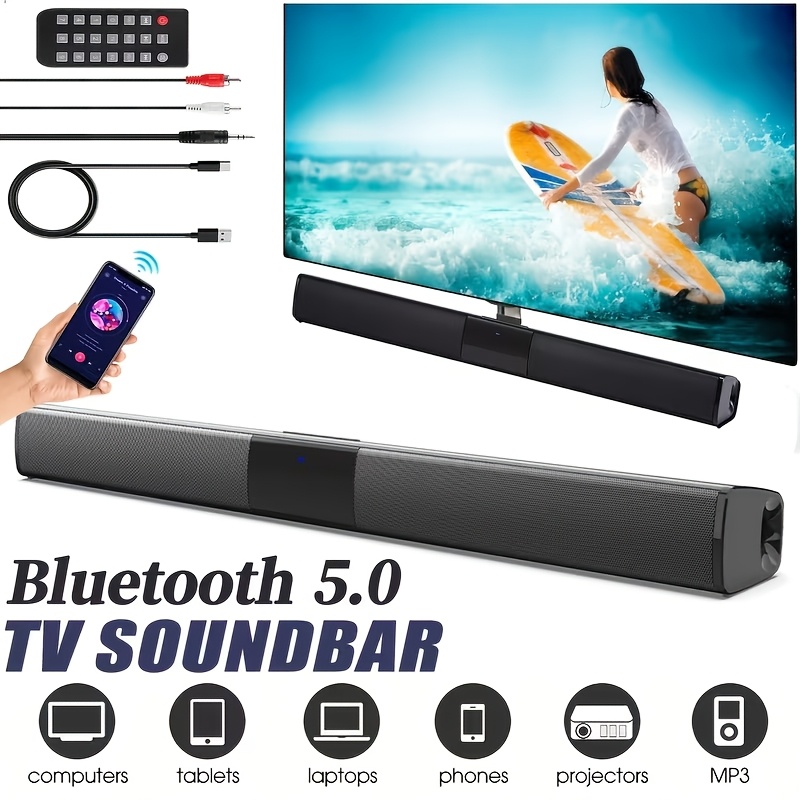 TEMU 24w High Power Featuring Surround Sound For Movies, Ideal For Tv And Home Theater Audio Systems, Compatible With Aux, Tf, Fm Radio, Includes A