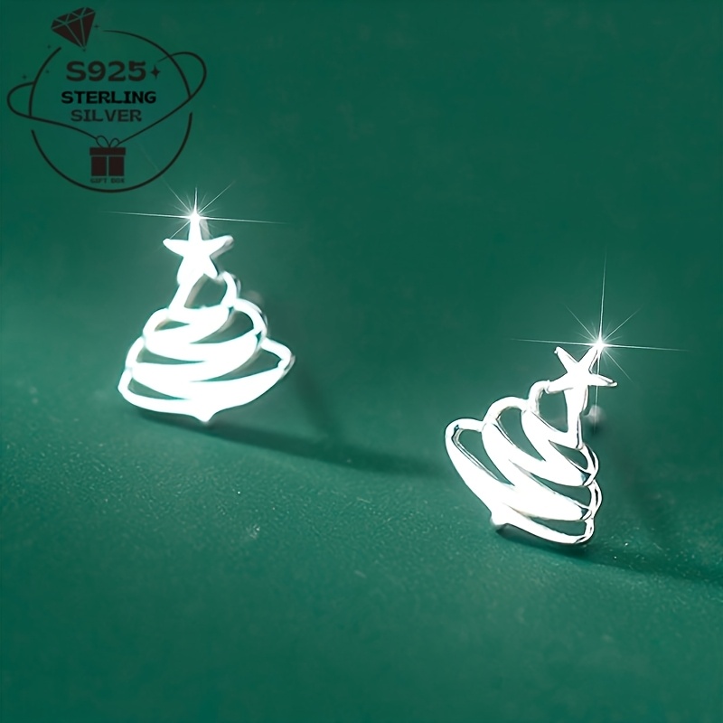 

Beautiful Christmas Tree Stud Earrings 925 Silver, A Great Gift Or , Comes With A Gift Box.