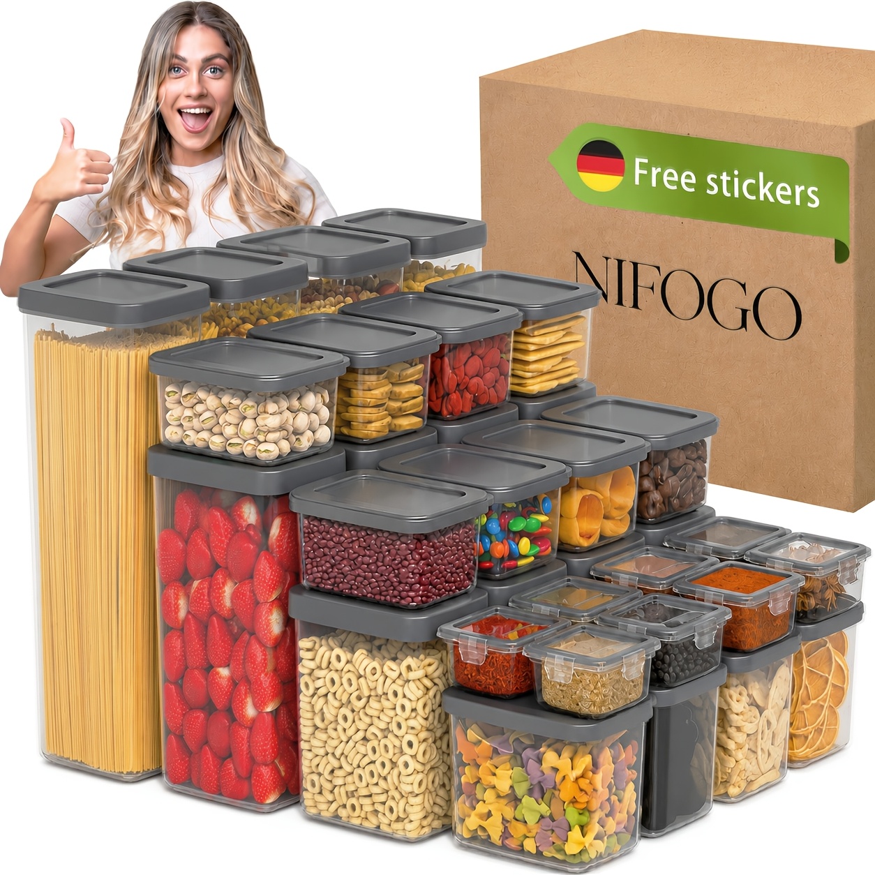 64 Storage Containers (32 Containers And 32 Lids), 6 Sizes Of Sealed Plastic Containers, Kitchen Additions, Microwave And Freezer Safe, Food Storage Containers, Pasta/chocolate Chip Storage