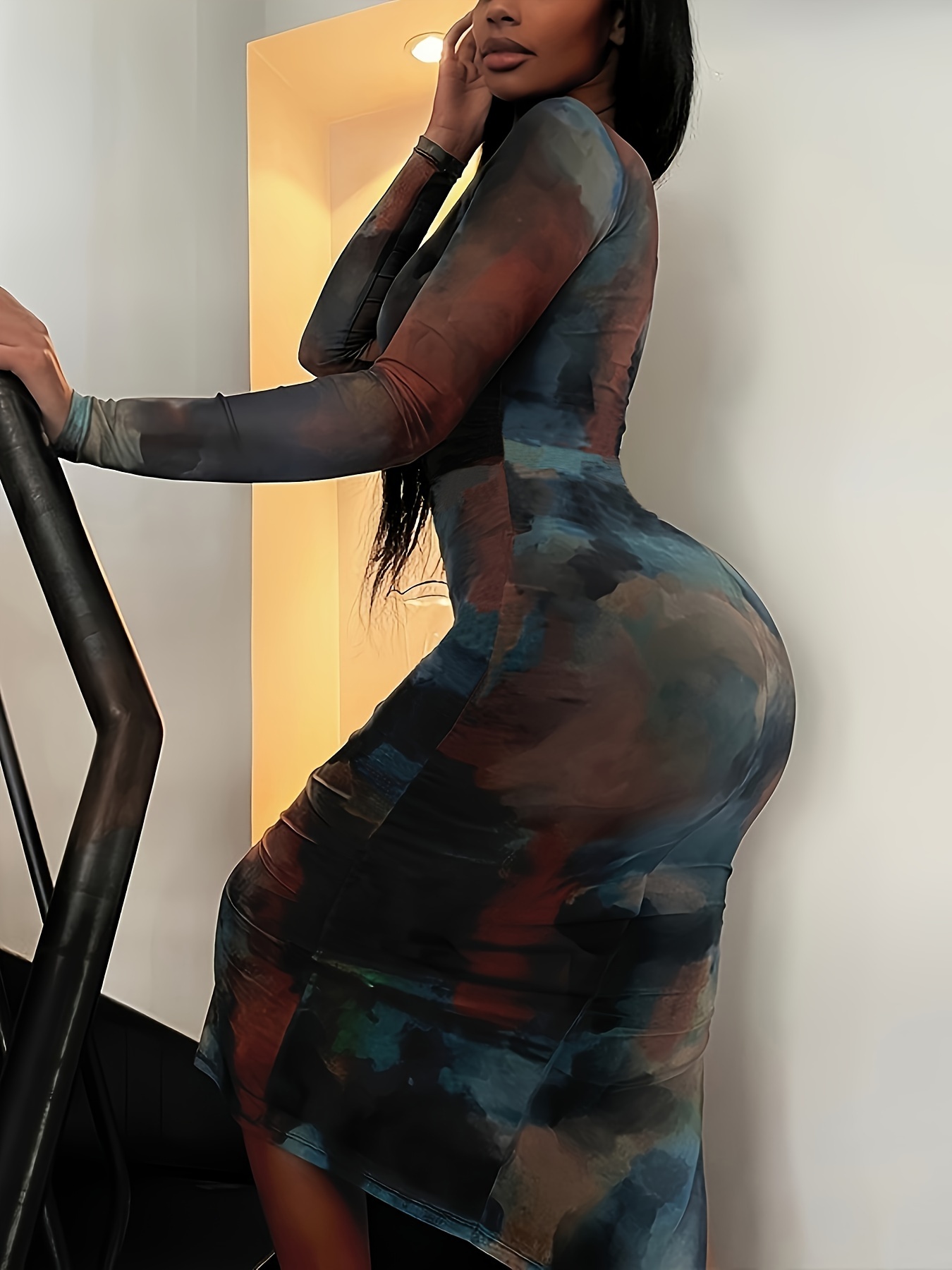 camouflage bodycon dress Dark Green And Black Camouflage Print Sleeveless Bodycon Dress main image 0