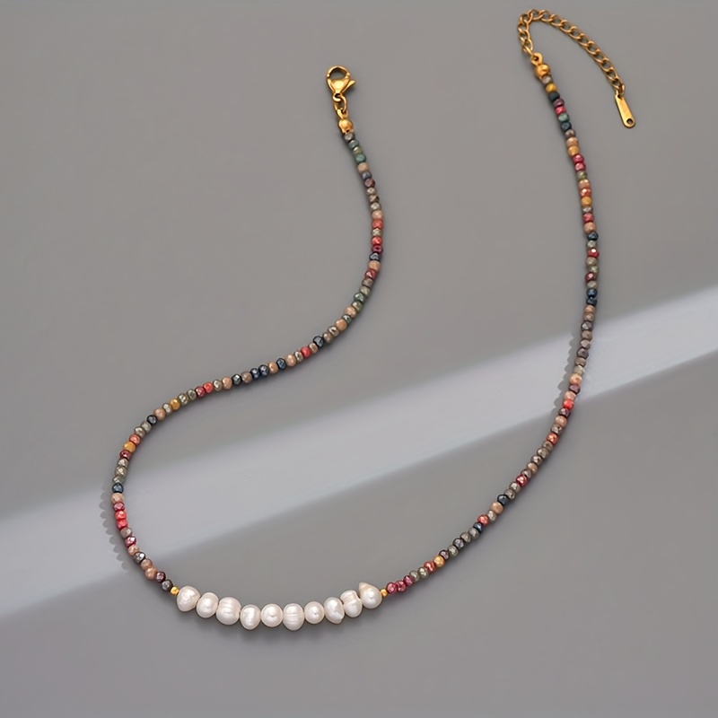 Simple Beaded Artificial Crystal Necklace For Women, Bead Color Random
