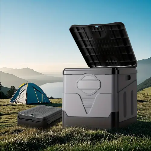 portable foldable car toilet pp material compact travel toilet with lid drain hole for vehicle hygiene fit for cars rvs campers outdoor activities