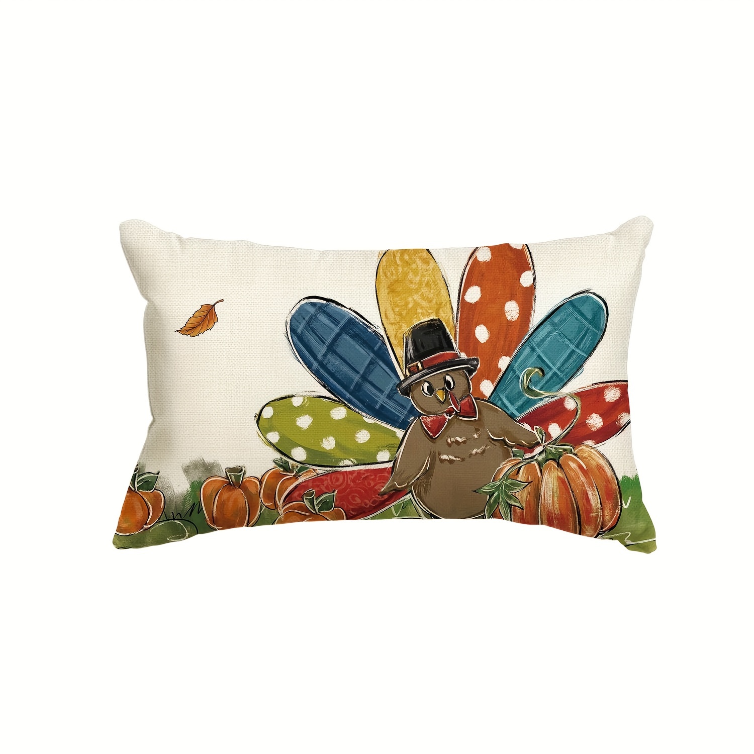 

Sm:)e Thanksgiving Turkey Pumpkin Throw Pillow Cover, 12 X 20 Inch Thanksgiving Fall Cushion Case For Sofa Couch