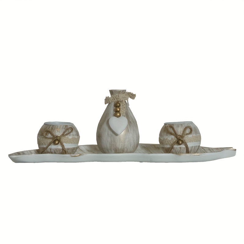 Image of 1 Set 3pcs White Leaf Wooden Candlestick Set Home Table Top Decorative Tea Wax Table For Valentine's Day Mother's Day Wedding Party And Decorative Gifts (shipping Without Candles)