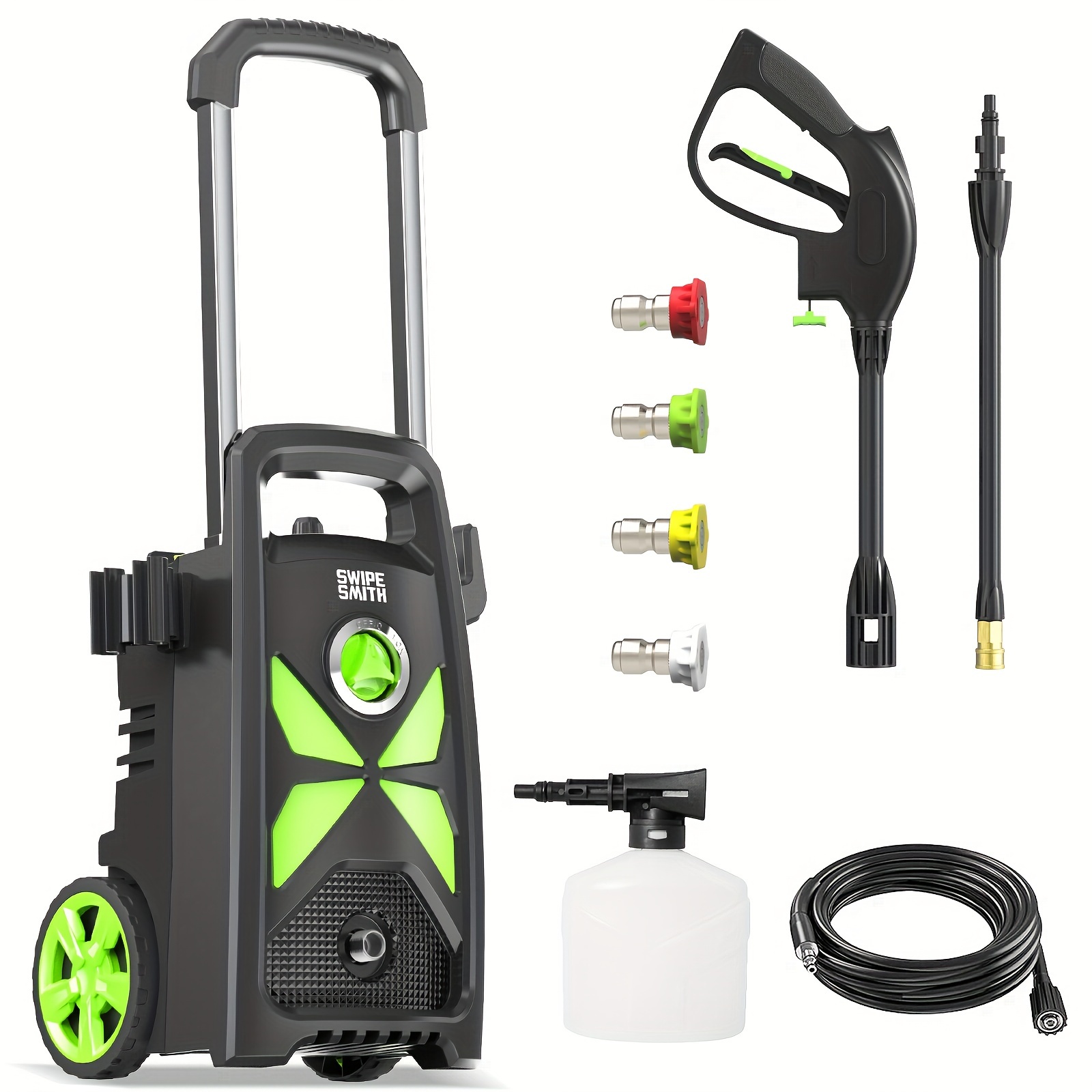 

Electric Pressure Washer, 2800 Max Psi 2.4 Gpm Power Washer With Telescopic Handle, Car Wash Machine With 4 Quick Connect Nozzles, Foam Cannon, For Cars, Patios, And Floor Cleaning