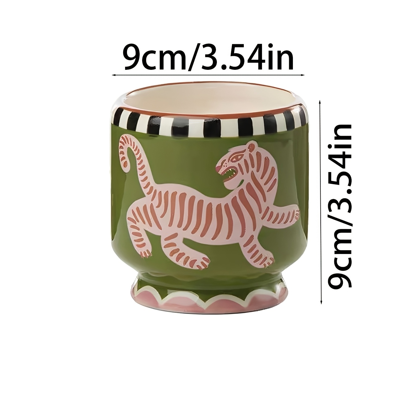 TEMU [hand-painted Bohemian] Hand-painted Bohemian Ceramic Pot| 1pc Multi-functional Makeup Brush Holder, Succulent Planter& Candle Holder With Base-