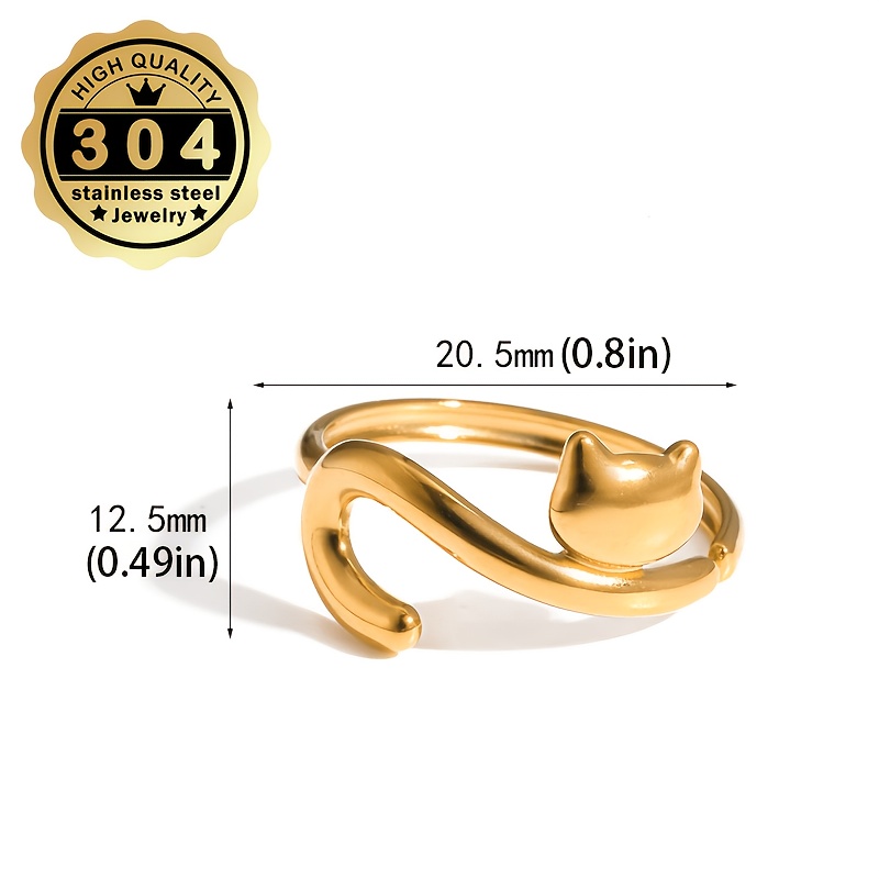 Adjustable Open-end Women's Kitten Design Ring