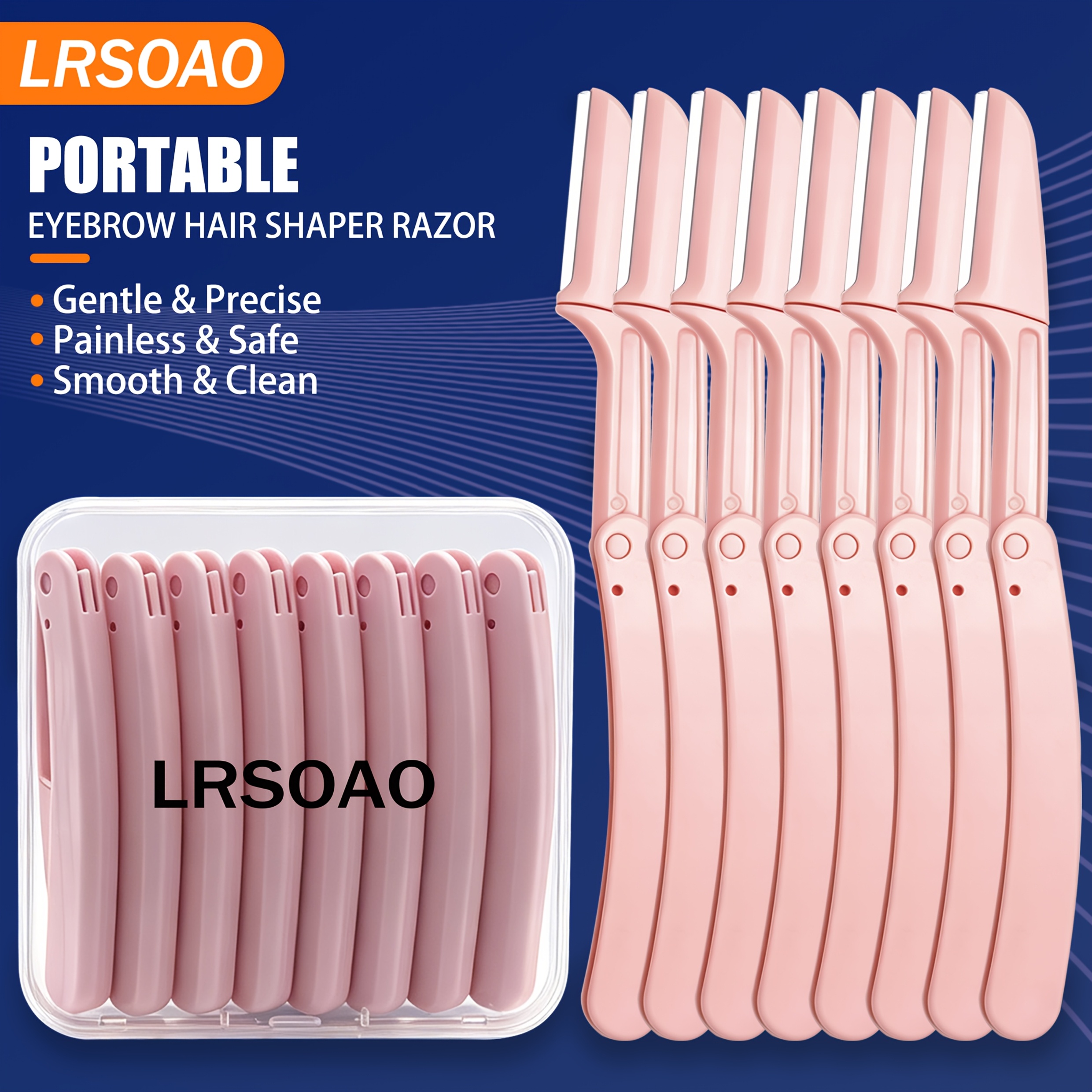 TEMU 8pcs/set Delicate Packaged Unisex Facial Razors With Storage Box, Eyebrow Trimmers And Facial Hair Removers, Facial Depilation, Unisex Facial