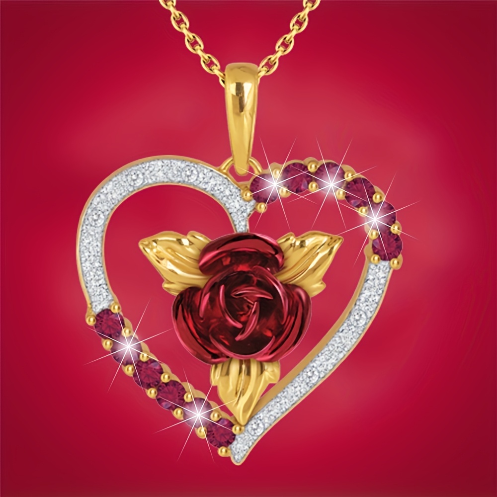 ☆TATIANA☆ Rose Flower Heart String Necklace NZ2122 Sterling Silver Pink Rose Flower Heart Necklace – Tracy Ann