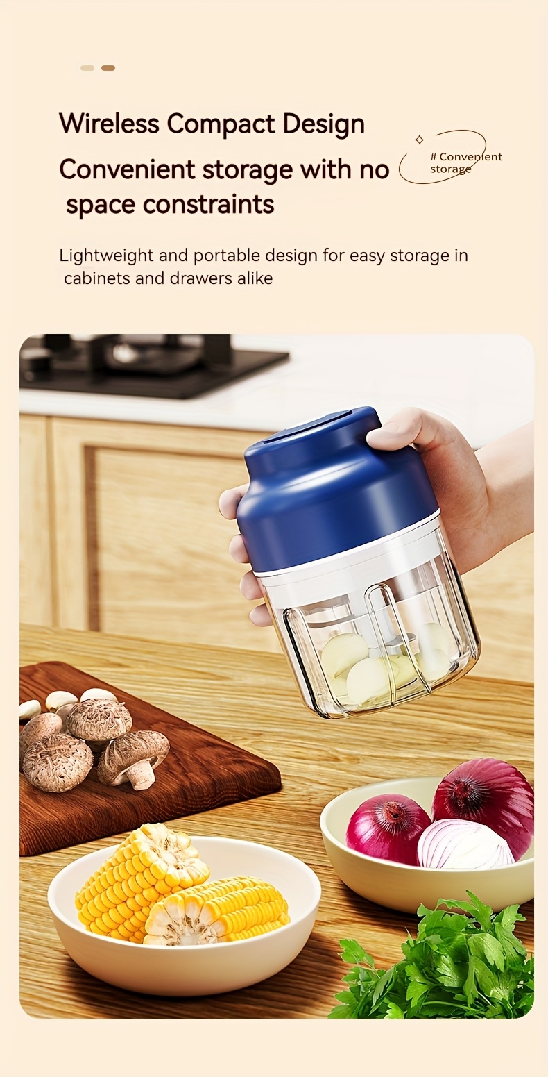 portable usb rechargeable electric garlic maker 320ml large capacity 6 blade stainless steel chopper with auto mixing for garlic meat veggies peppers ginger   appliance   stylish gadget durable construction food processor busy professionals Product details 8