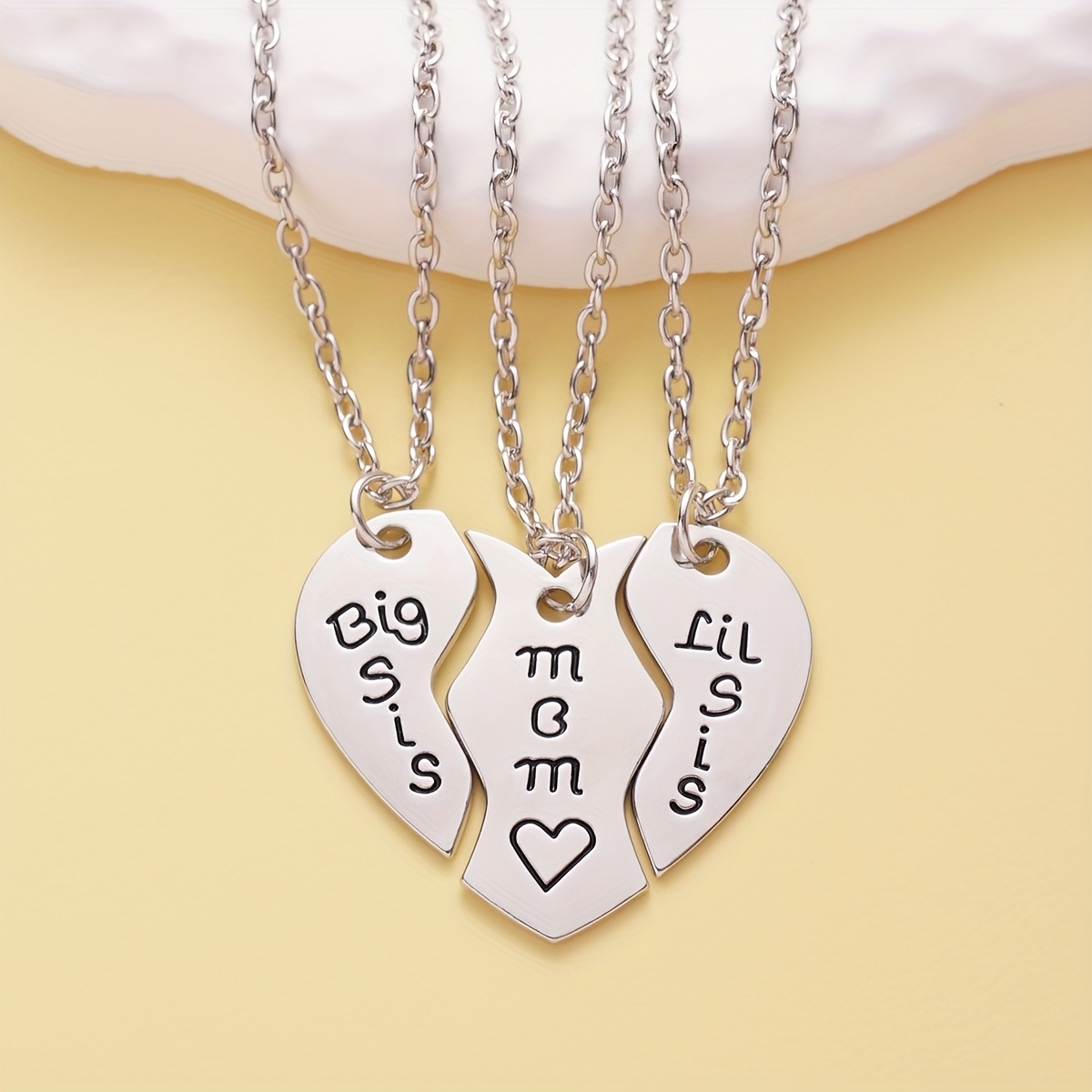 3pcs Set Cute Geometric Shape Pendant Necklace for Women