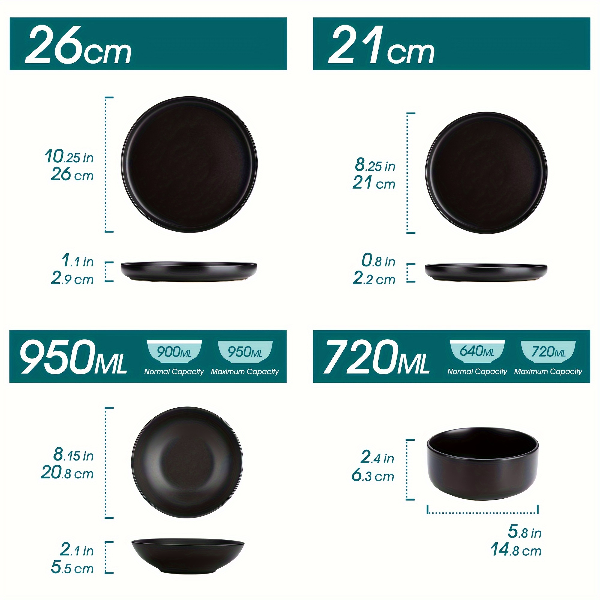 TEMU 16 Set Dinnerware 4 / / /bowl For 4