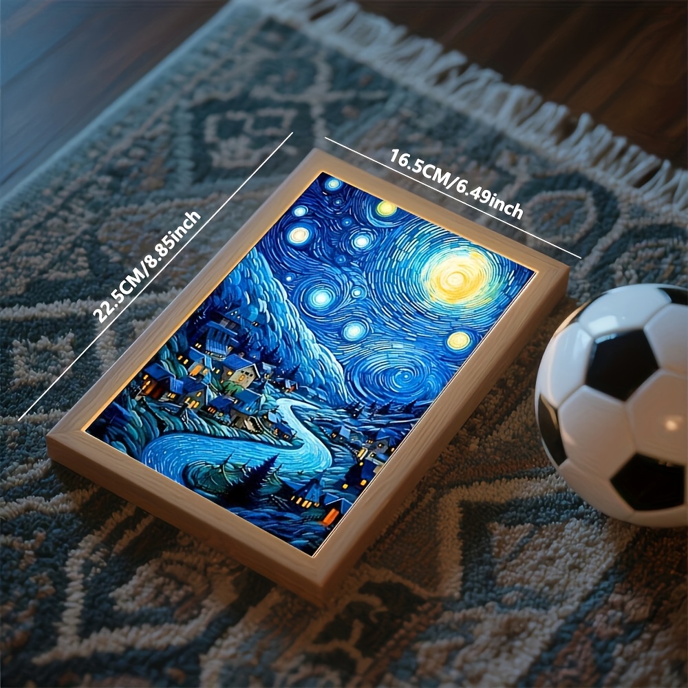 TEMU Starry Sky Led Light Painting, Hung On The Wall Or Desktop Decoration, Bedroom/ Office Atmosphere Light, Thanksgiving Or Christmas Gift