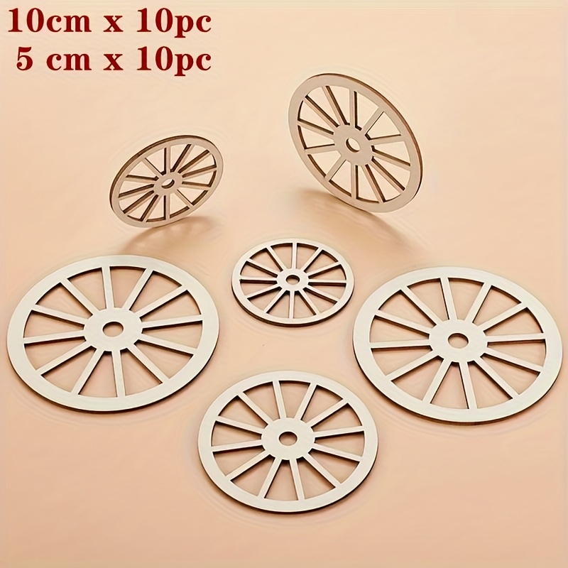 Image of 20pcs Mixed Wooden Country Wheel-shaped Unfinished Wood Slices Diy Painting Craft Kit, Wooden Hanging Ornaments And Decorations For Festive Parties, Weddings, Birthdays, And Home Celebrations