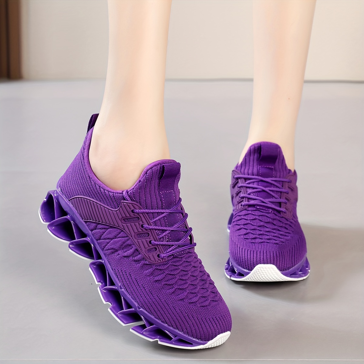 Women's Breathable Knitted Sneakers, Comfortable Low Top Running & Walking Athletic Shoes, Casual Outdoor Trainers