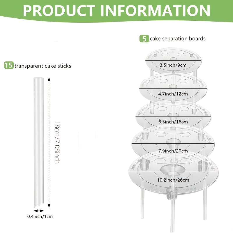 Image of Set Of Tiered Cake Stands, Separator Plates, And Support Sticks - Suitable For 4, 6, 8, 10, And 12-inch Layer Cakes, Perfect For Weddings, Birthday Celebrations, Baking Tools, And Table Decoration